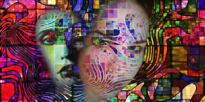 bunte Gesichter als Zeichen psychischer Störung